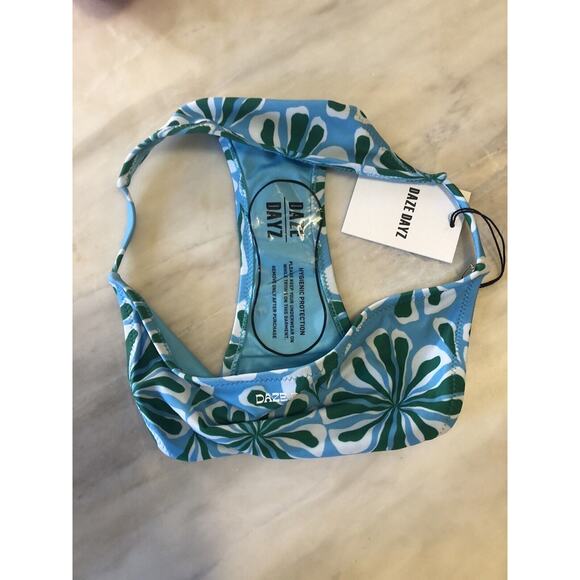 NEW DAZE DAYZ Korean Jjokbit Bikini Bottom Blue Green Daisy Print Sz S - Picture 5 of 5